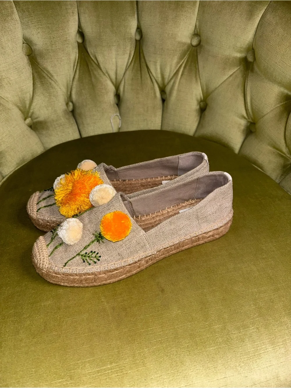 NIB Tory Burch Lily Platform Espadrille, Linen/Embroidery Natural $228